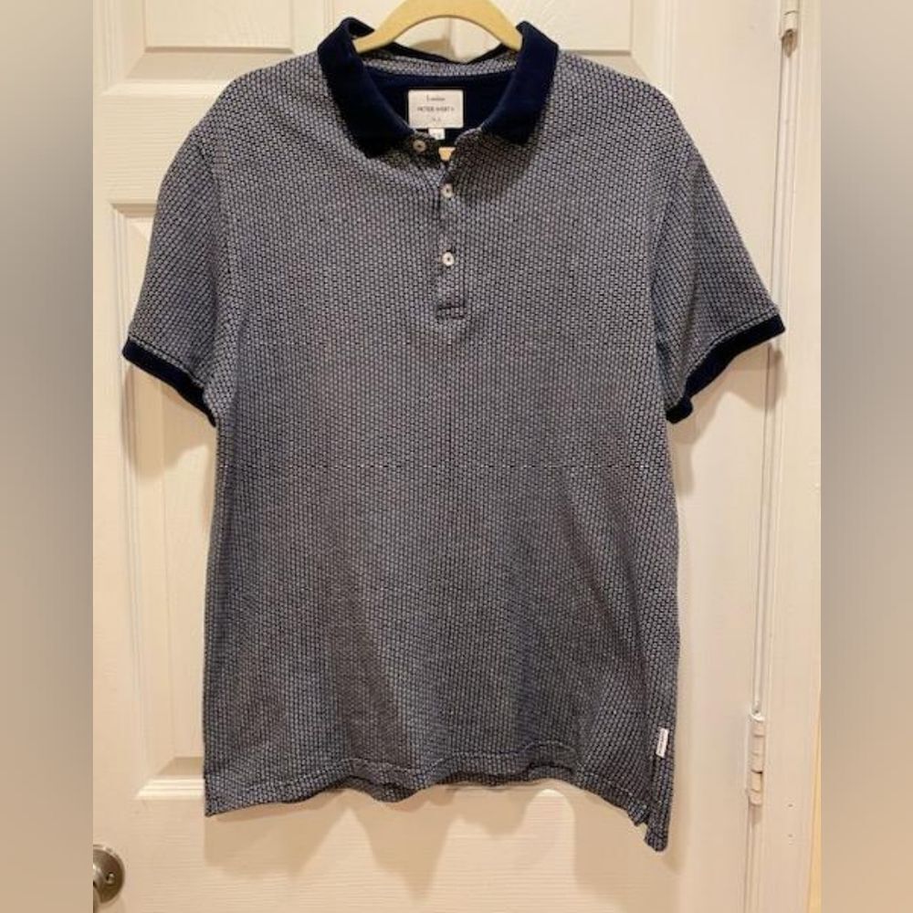 Peter Werth London Union Polo Shirt,  sz M, navy & white.